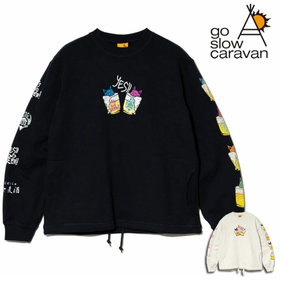 goslowcaravan 猫と麦酒ヘムスピンドルスウェット(2カラー)