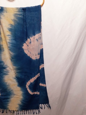 手染めコットンストール(藍染×ベンガラ染め)