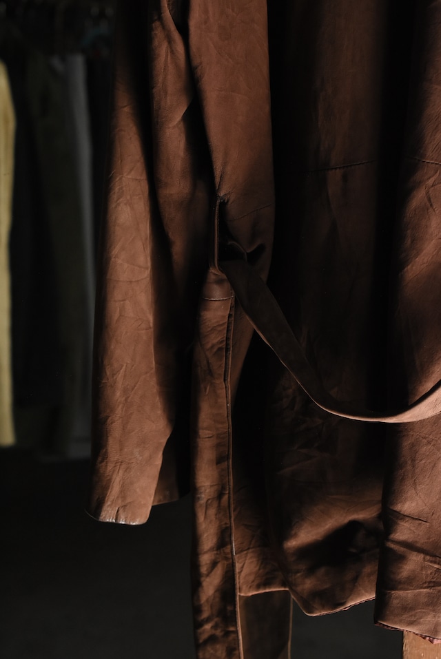 OK／80-90's "Ralph Lauren" nubuck leather harf coat