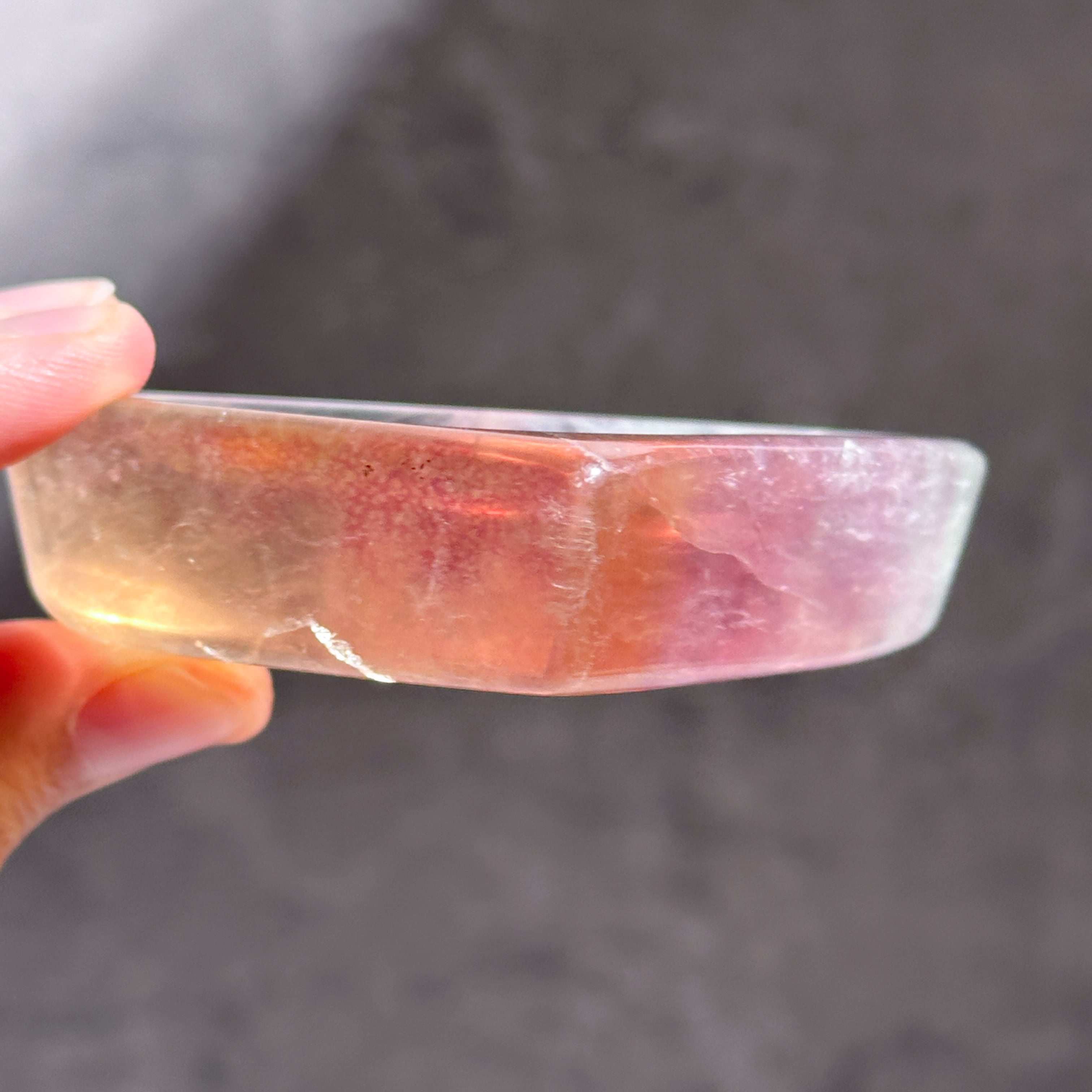 レインボーフローライトハート型のうつわ01◇ RainbowFluorite