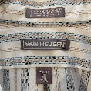 【VAN HEUSEN】ストライプシャツ ボタンダウン 長袖シャツ 柄シャツ リンクルフリー XL相当 アメリカ古着