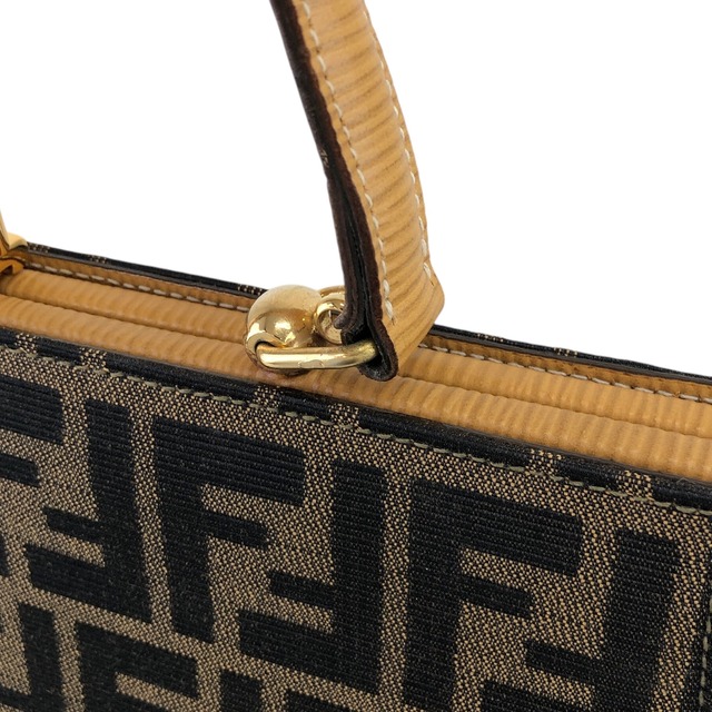 FENDI フェンディ ズッカ ハンドバッグ ブラウン ジャガード がま口 vintage ヴィンテージ オールド tixxhz
