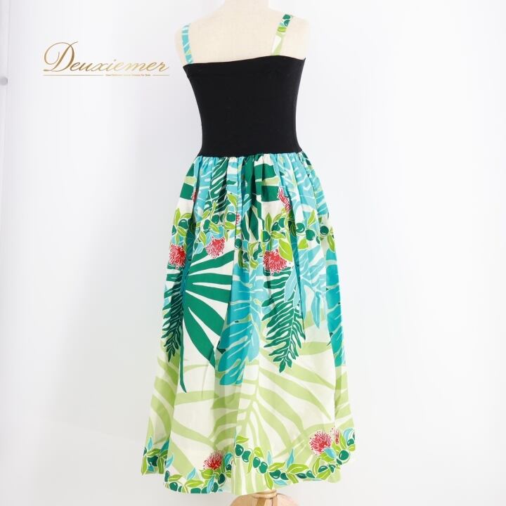 フラダンス 衣装 ジュニアサイズ用 ワンピース ドレス ブラック系 フラ