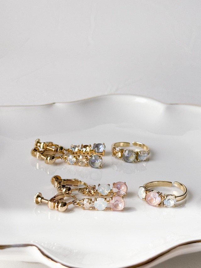 【LIVE限定カラーオーダー】triolet〜ﾄﾘｵﾚ〜 ring＆イヤーアクセサリーセット
