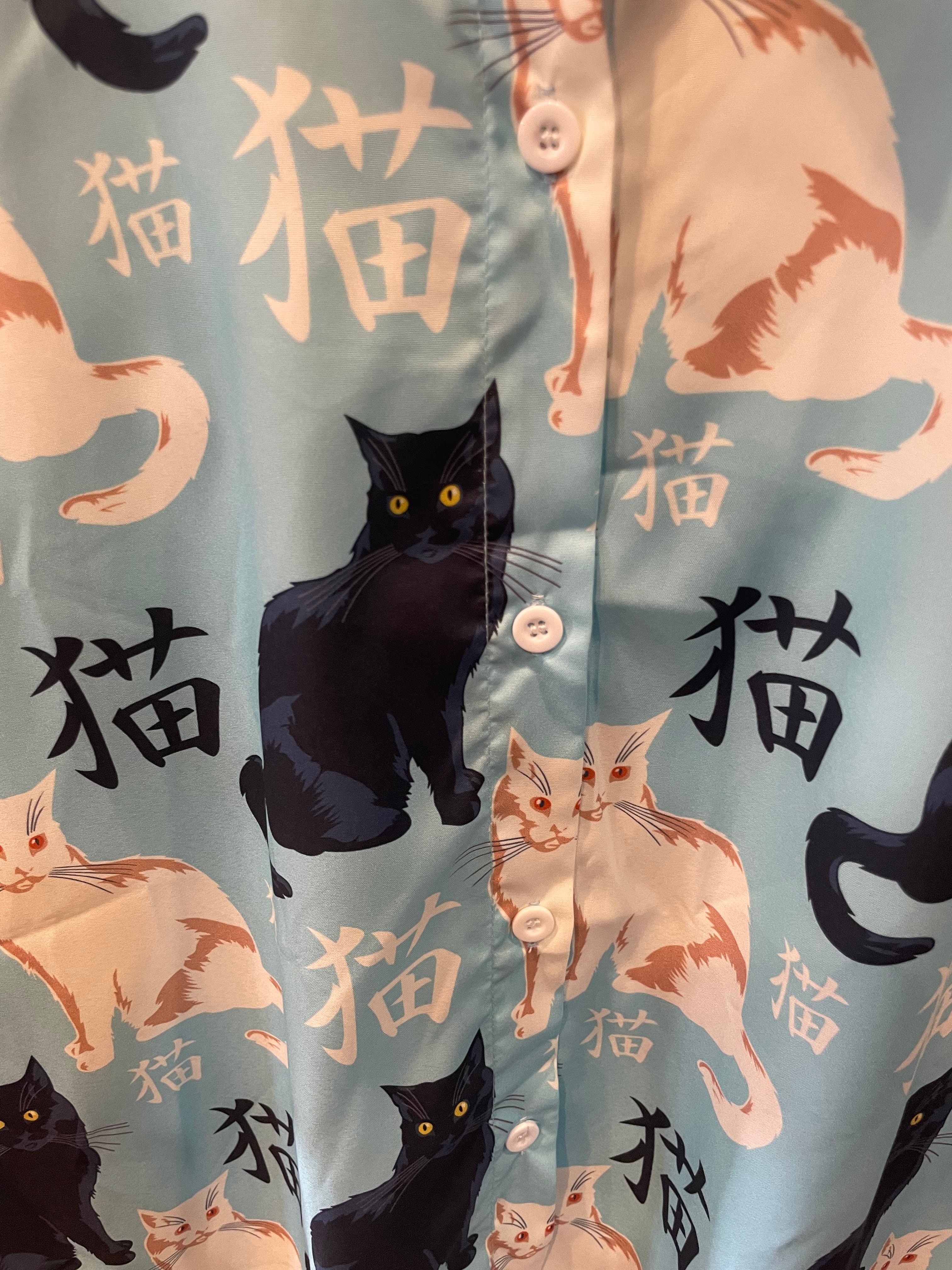 猫漢字シャツ半袖 ブルー | PAY ID