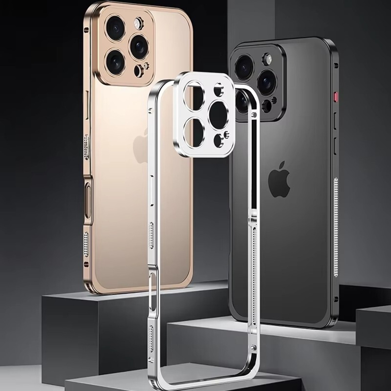 ◆iPhone 16/15/14/13/Pro/Pro Max/Plus/e◆Lock Metal Frame + Camera Cover Case / ロック メタルフレーム + カメラ カバー スマホケース