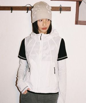 [CAVISH] W HOODED VEST WIND BREAKER WHITE(CV2EMFB962A)