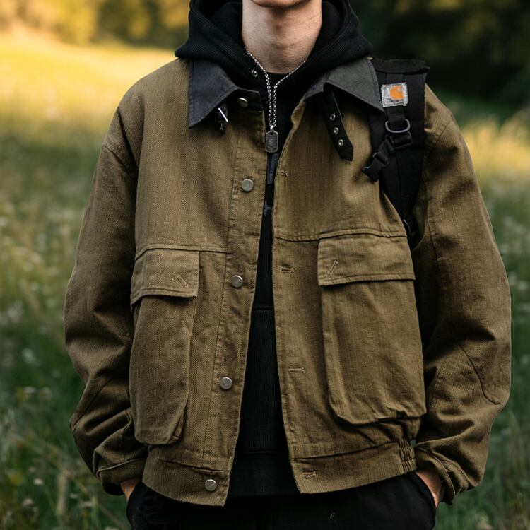 Shirt color patch pocket jacket ‐4col‐ A0648