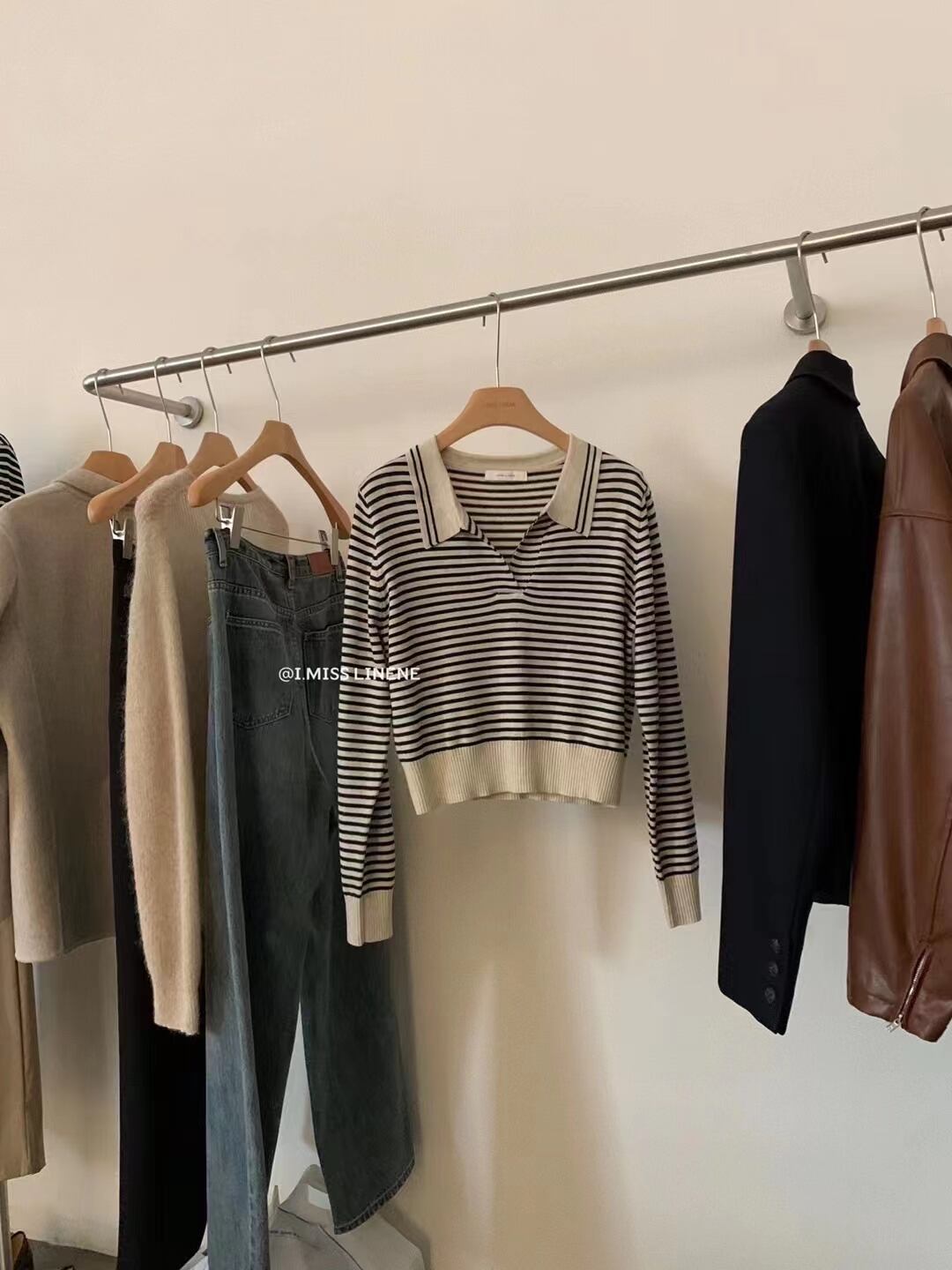 襟付きボーダーニット  AJ22085-201