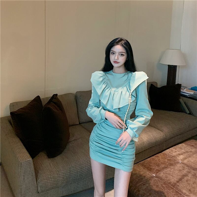 ドレス ショートスカート スプリングスリム ロング 春物 ブラックストロベリース15479004061