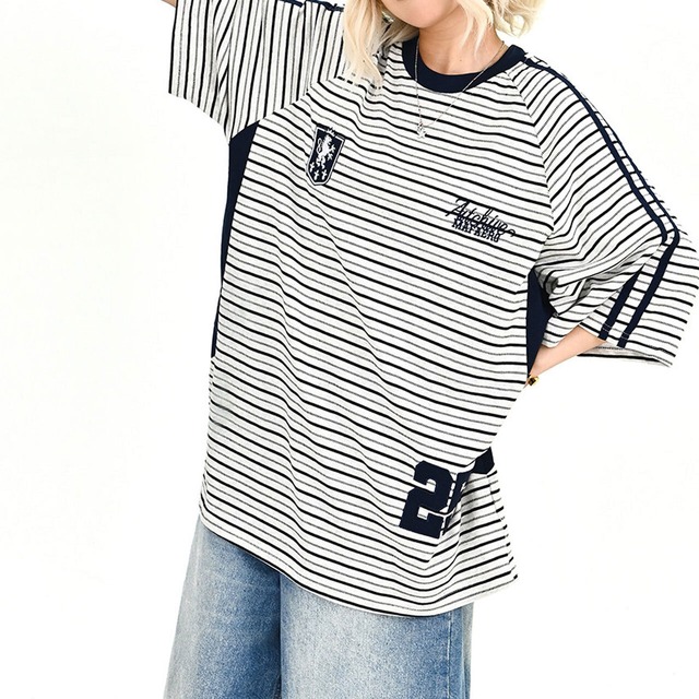 ファインボーダーハーフスリーブTシャツ 1col   R01917