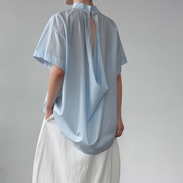 back open draped oversized blouse L0517