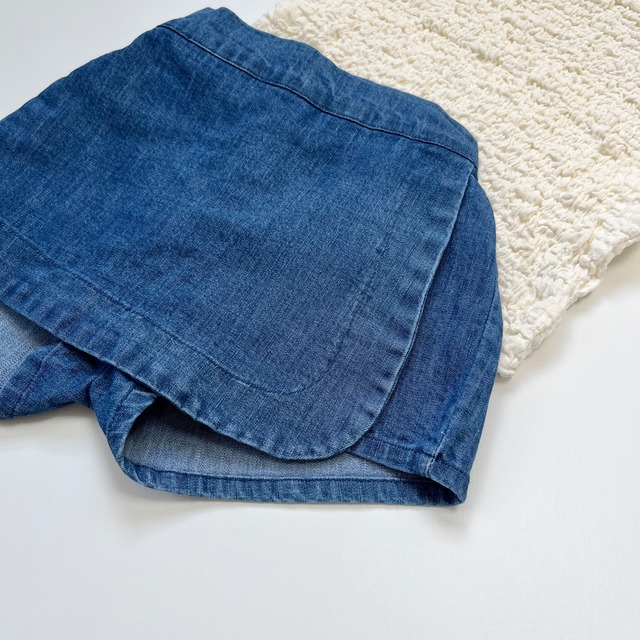 【再入荷】denim wrap shorts 23su (韓国子供服 デニムラップショーツ)