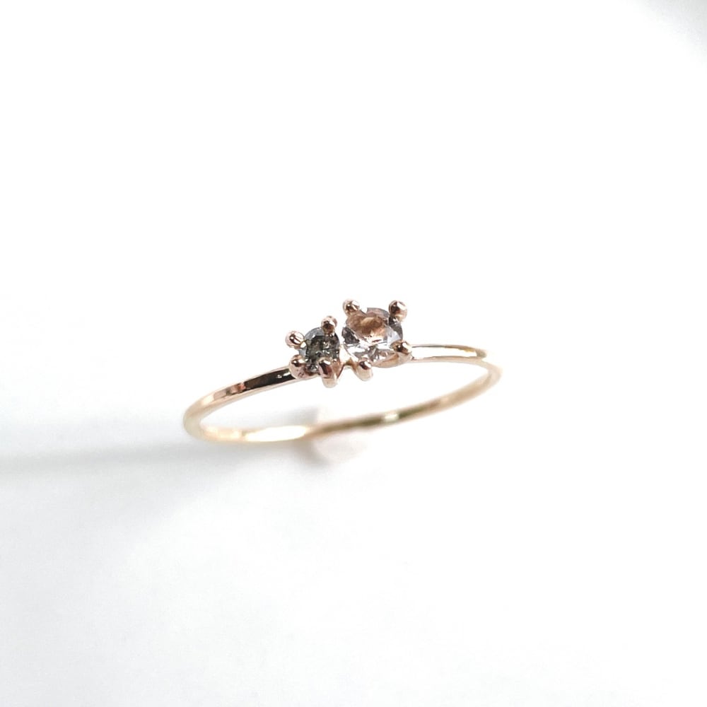 【展示作品】ダイヤモンドとモルガナイトのリング