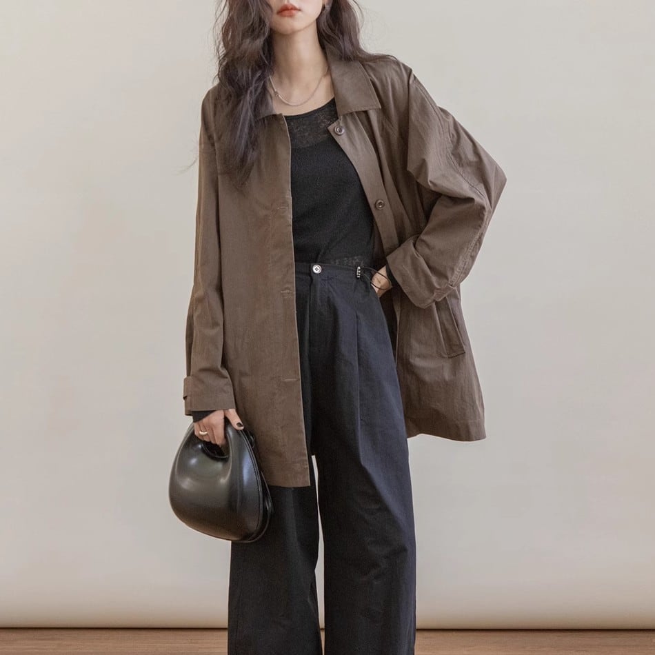 Vネックノーカラーツイードジャケット t-00694 | Riant