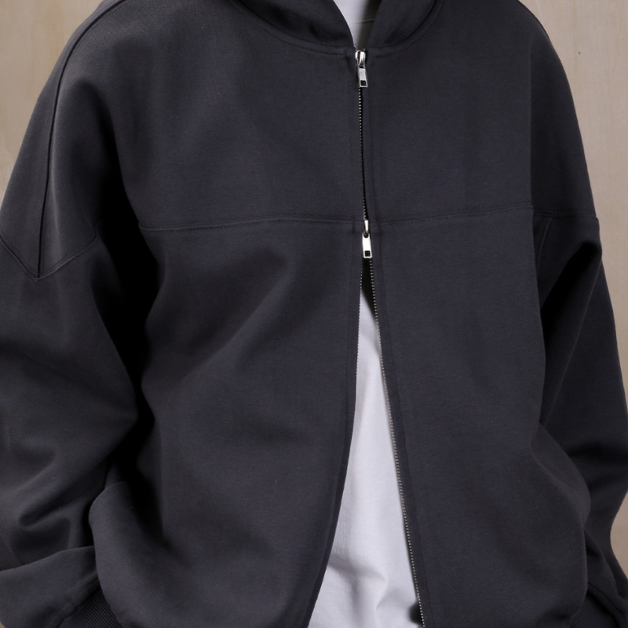 カジュアルスプリット両ジップパーカー　0815