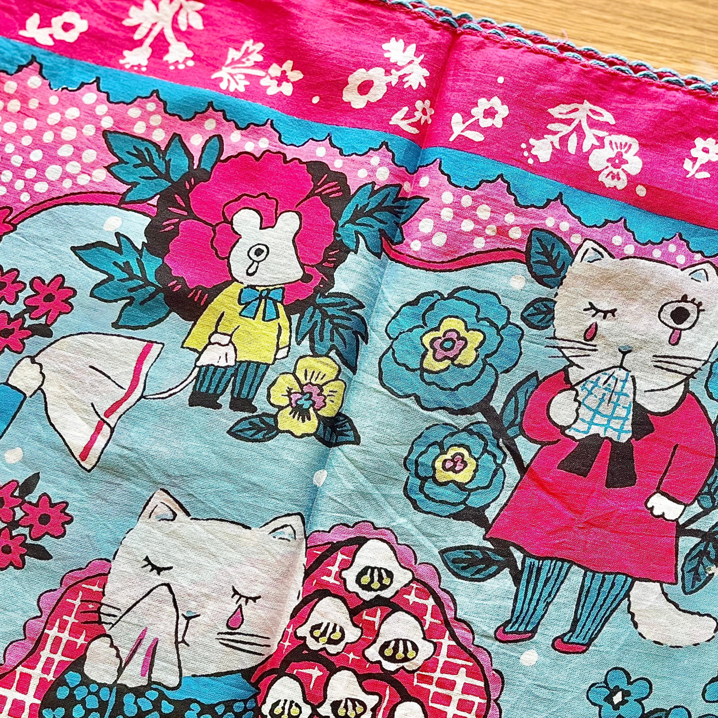 KILKI 北岸由美 コットンボイル 涙のハンカチーフ ネコ ピンク | POCHETTE