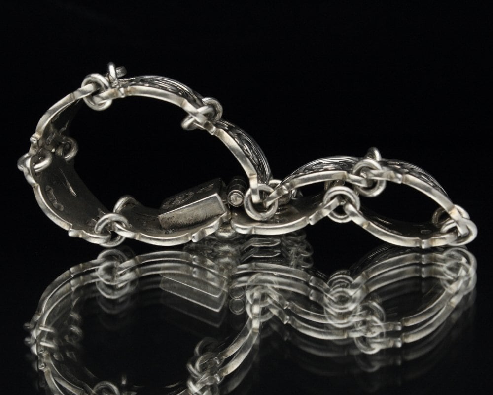 Vintage Heavy Silver Bracelet [TAXCO MEXICO 1960s- 980SILVER] Sea