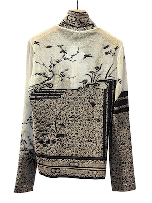 【25SS】Mame Kurogouchi マメ クロゴウチ / Nature Pattern Sheer Knitted High Neck Top / トップス