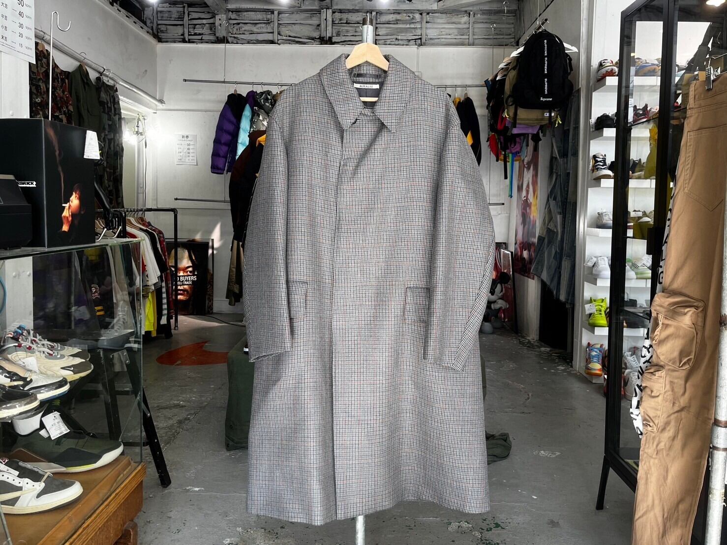 AURALEE DOUBLE FACE CHECK LONG COAT GREY 4 A8AC01BN 85776 | BRAND  