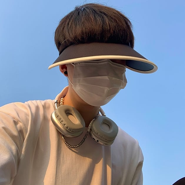 【予約販売】サンバイザー ハット メンズ ツバ広 帽子 ゴルフ アウトドア キャンプ 屋外 日焼け防止 UV対策 紫外線 ブラック/オフホワイト/ベージュ 登山 釣り ストリート スポーティー こなれ感 お洒落 韓国 トレンド