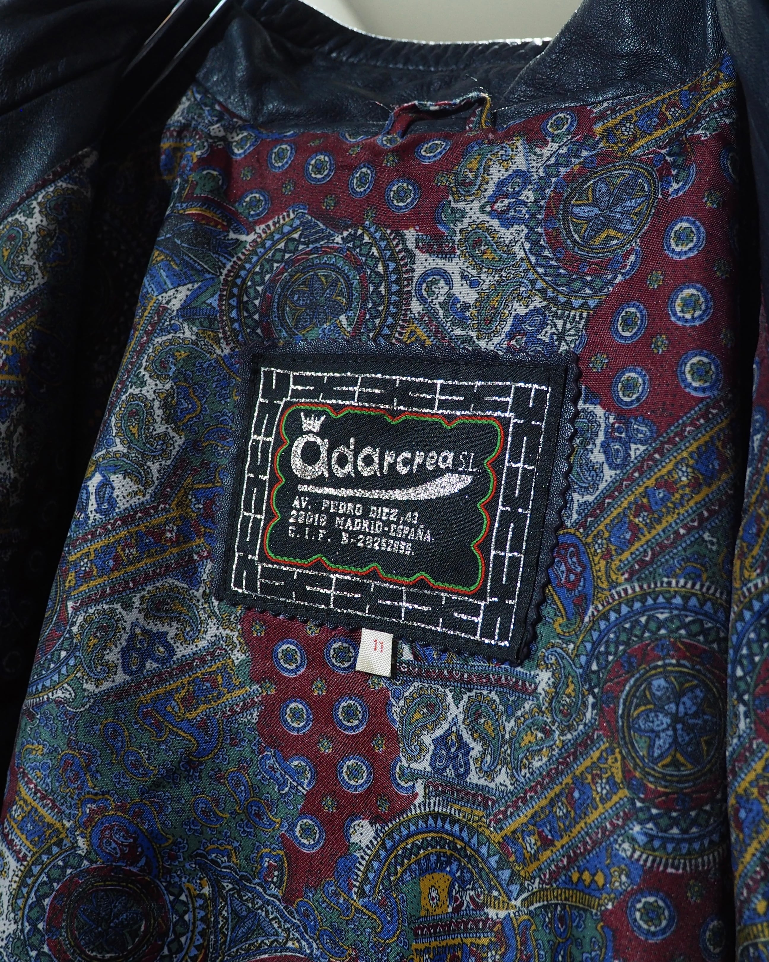 1990s " 珍品 ‐ Made in Spain " Vintage Lamb Leather Mao Collar China Jacket