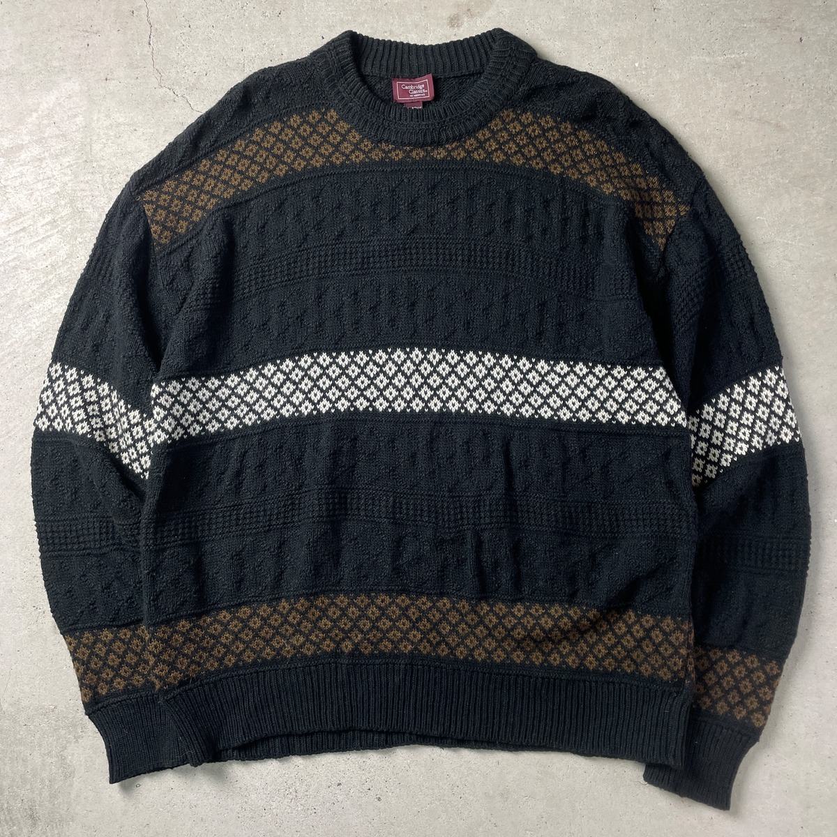 イタリア製 Cambridge Classics アクリル×ウールニットセーター 総柄 