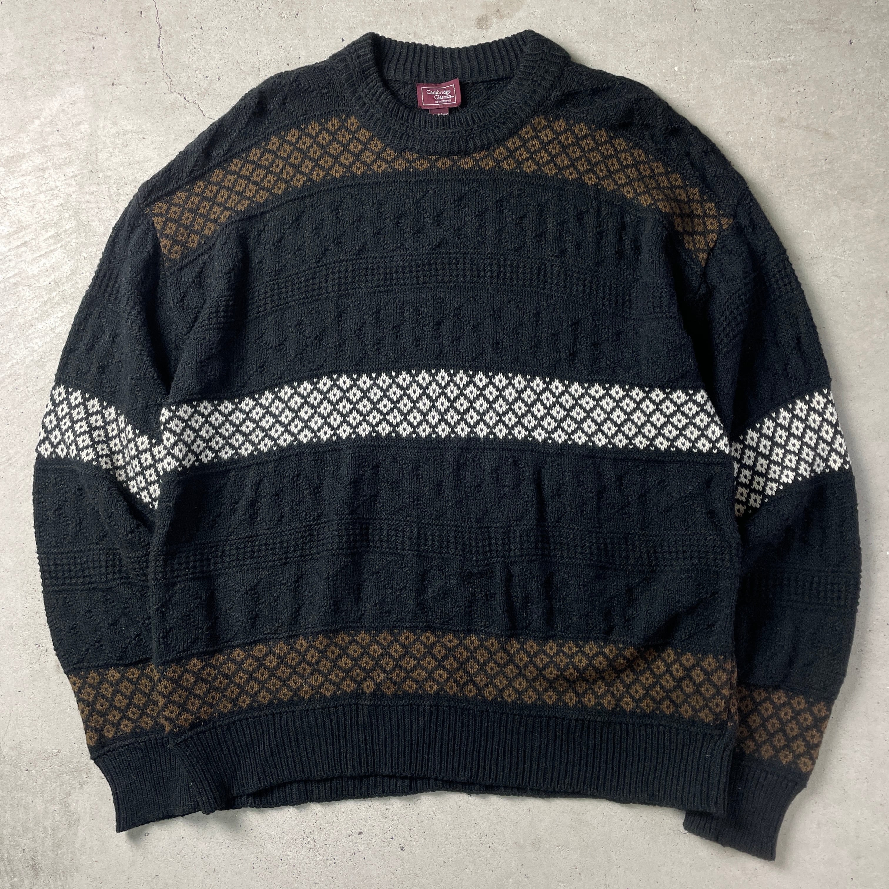 イタリア製 Cambridge Classics アクリル×ウールニットセーター 総柄 