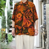 GIN TONIC rayon pattern shirt