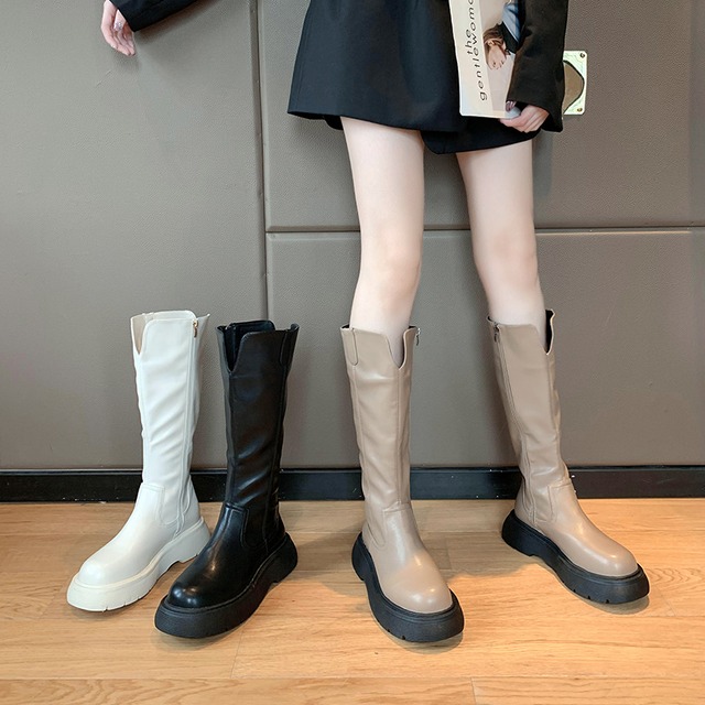 ホワイトロングブーツオータムスタイル 靴 シューズ 秋物 部族の婦人靴65856652018