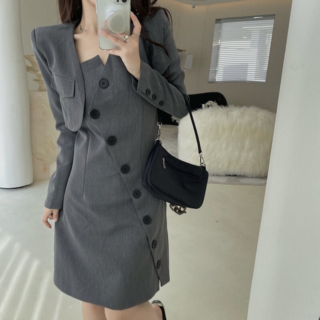 スタイルスタンダードショートジャケット オータムウェストドレス レトロ 秋物 ガールズファッション72940943417