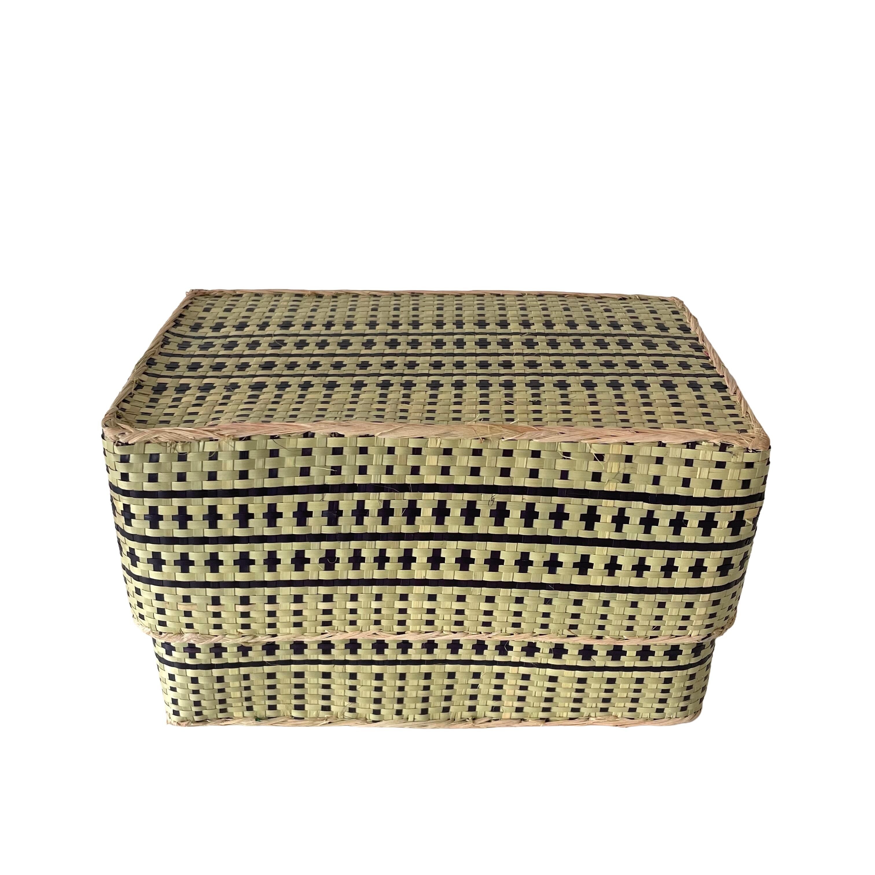 Rectangular colourful basket M w26cm×16cm×h16cm四角カラフル蓋付き