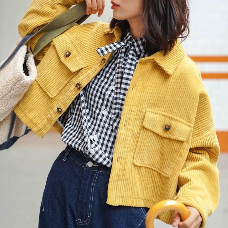 マスタードカラー コーデュロイポケットジャケット fu0936