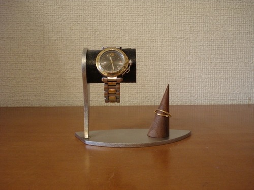 腕時計スタンド ブラックコルク腕時計スタンド シングルリングスタンド付き  No.121028