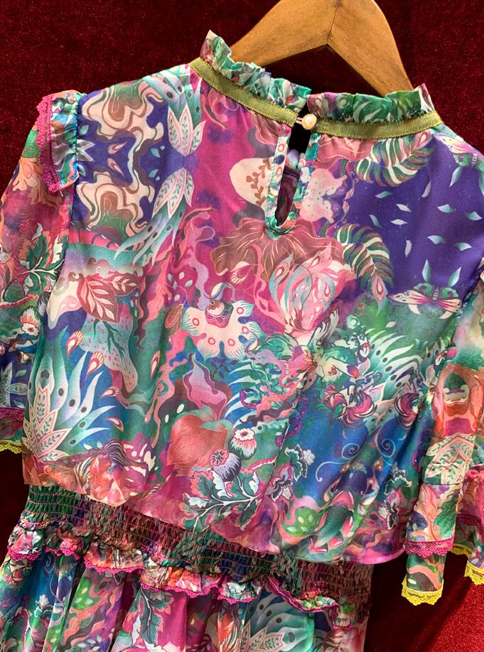 レディース 華やか 花柄 ワンピース 絵画 上品 Flower One Piece Beauty Antoinette