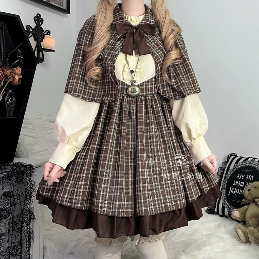 クラロリ 5点セット チェック×ケープ付き 探偵風クラシカル｜WithU