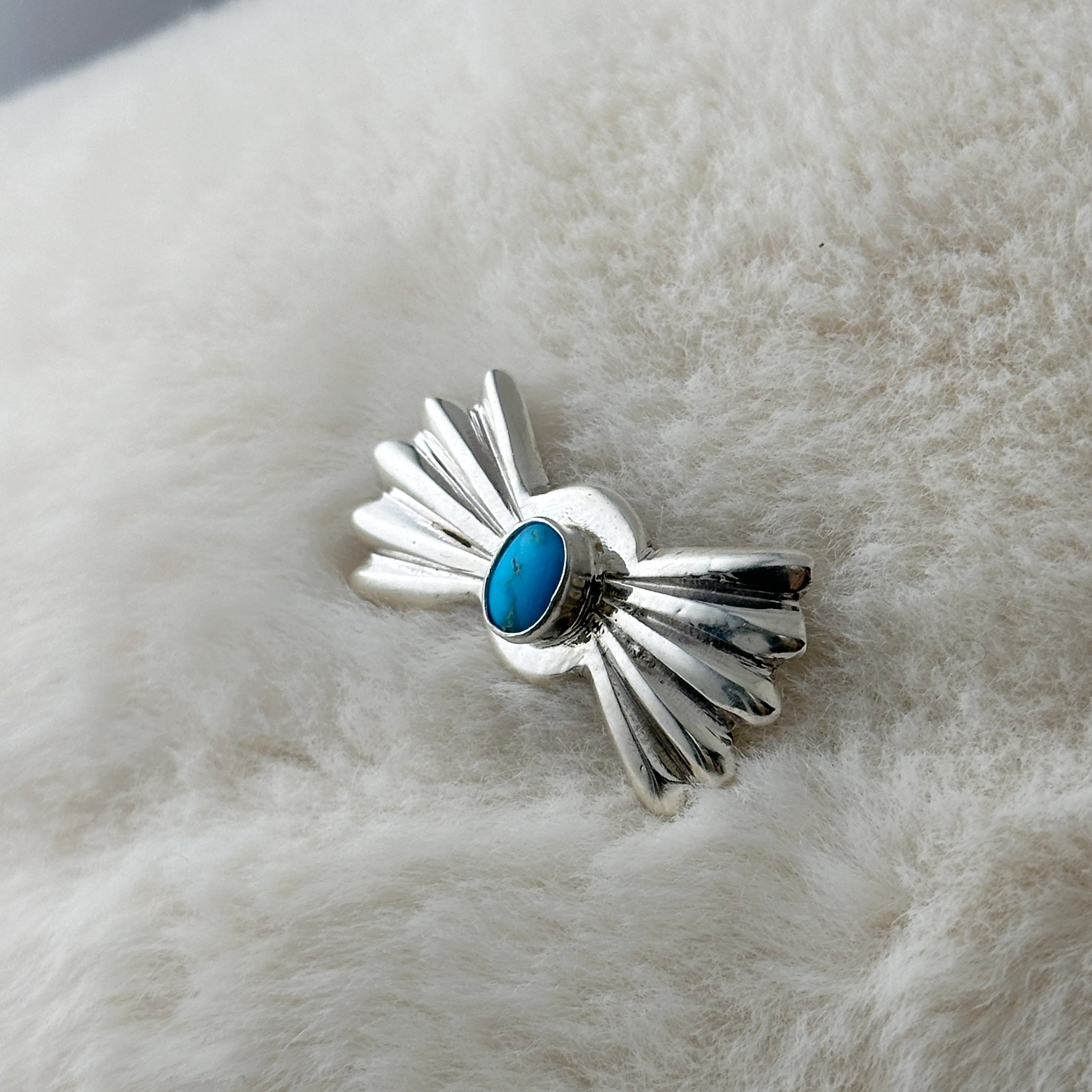 Indian Jewelry》バタフライ キングマン ターコイズ ブローチ 蝶