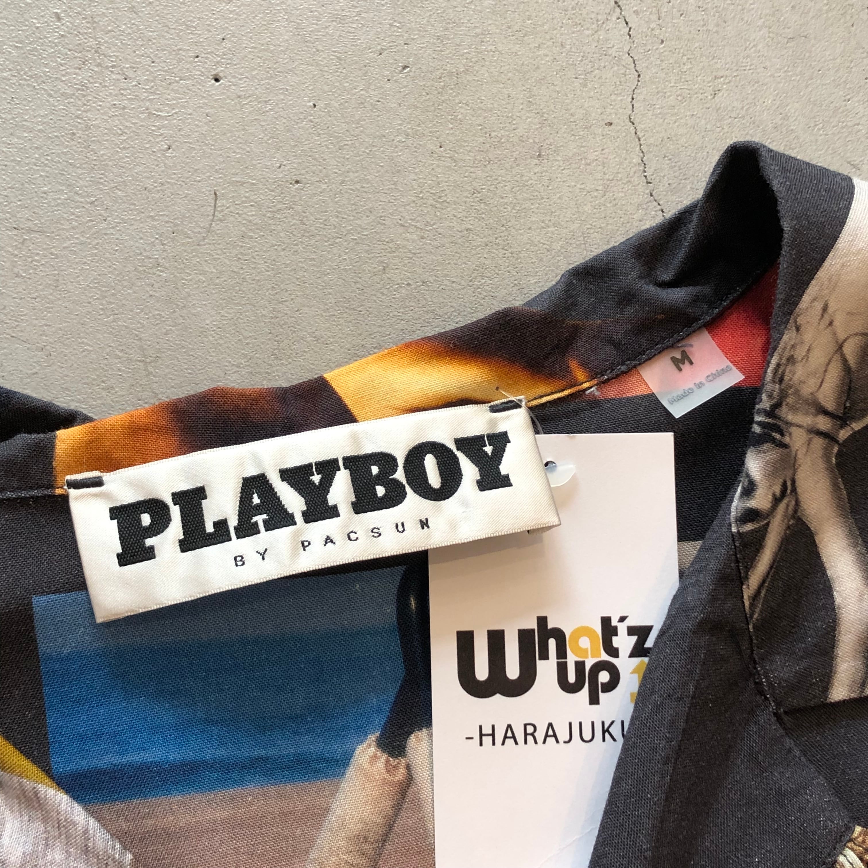 00s PLAY BOY all over photo design open collar shirt【高円寺店 