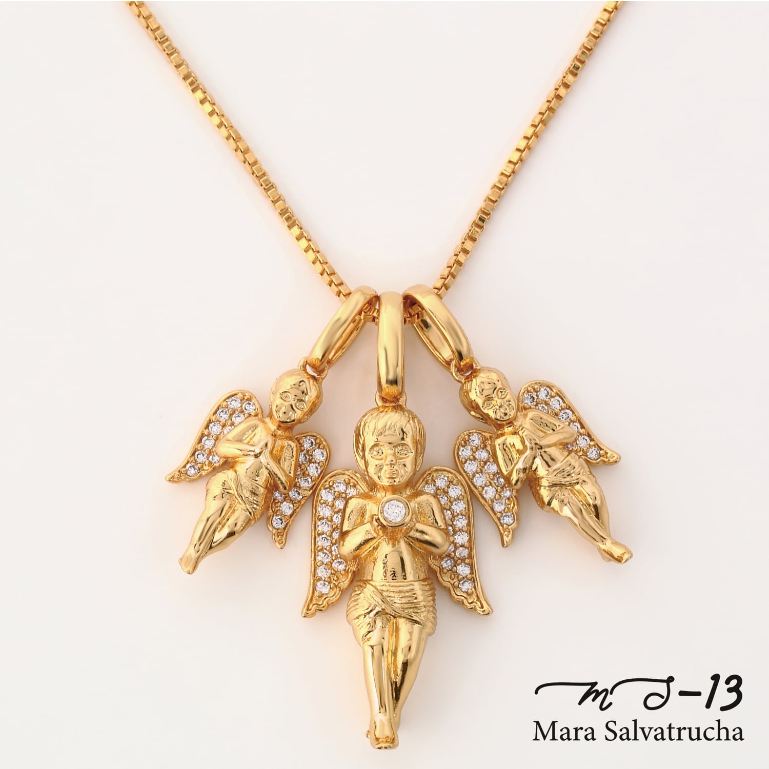 新品♡Mal.購入♡ K18トップ13ミリ MS-13】K18GP エンジェル チャーム トリプルセット（ゴールド