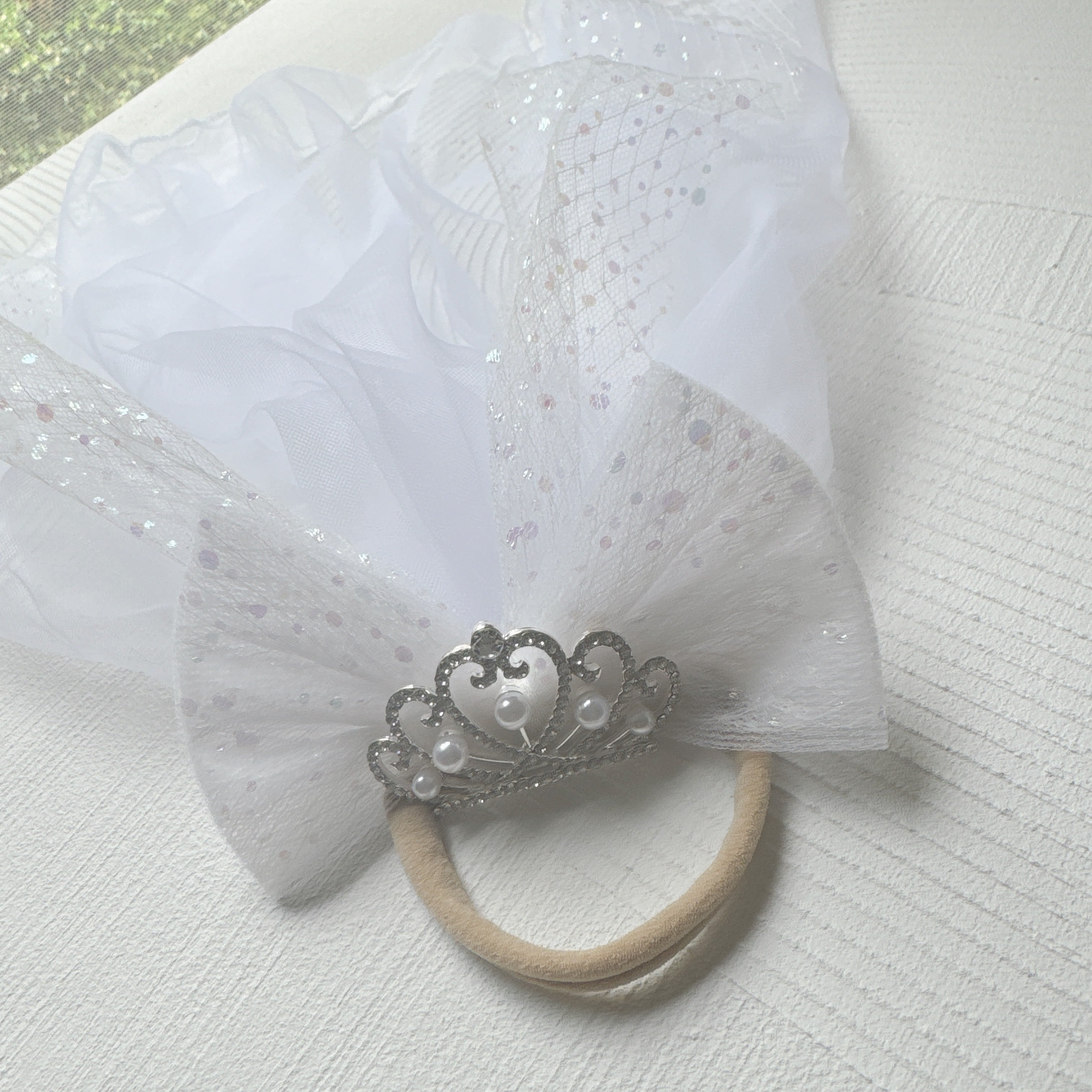 王冠リボンベールヘアバンド