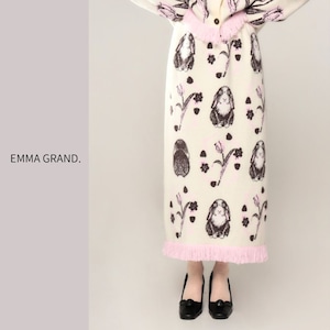 ロップイヤーラビット裾フリンジニットスカート E00533