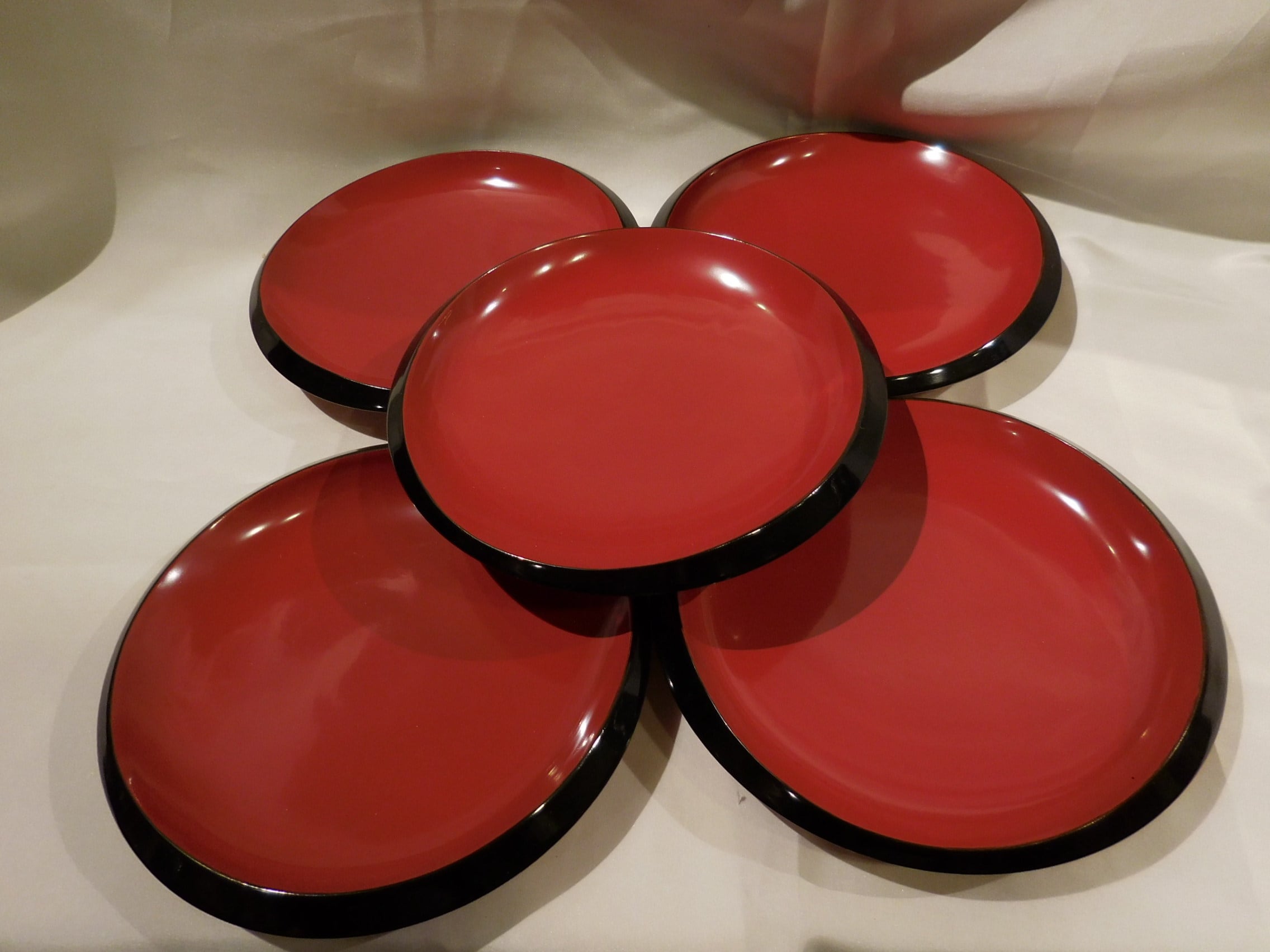 赤黒輪島塗銘々皿（5客）lacquer work five plates | 春夏秋冬