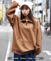 ◆ロゴ刺繍 フェイクスエード ハーフジップ◆sb-s1341232n