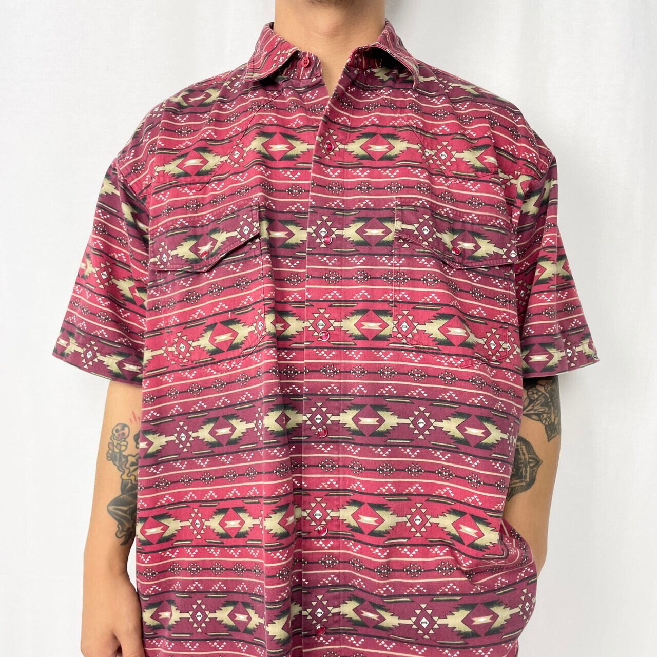 CUMBERLAND OUTFITTERS 総柄 半袖 ウエスタンシャツ メンズXL相当 古着