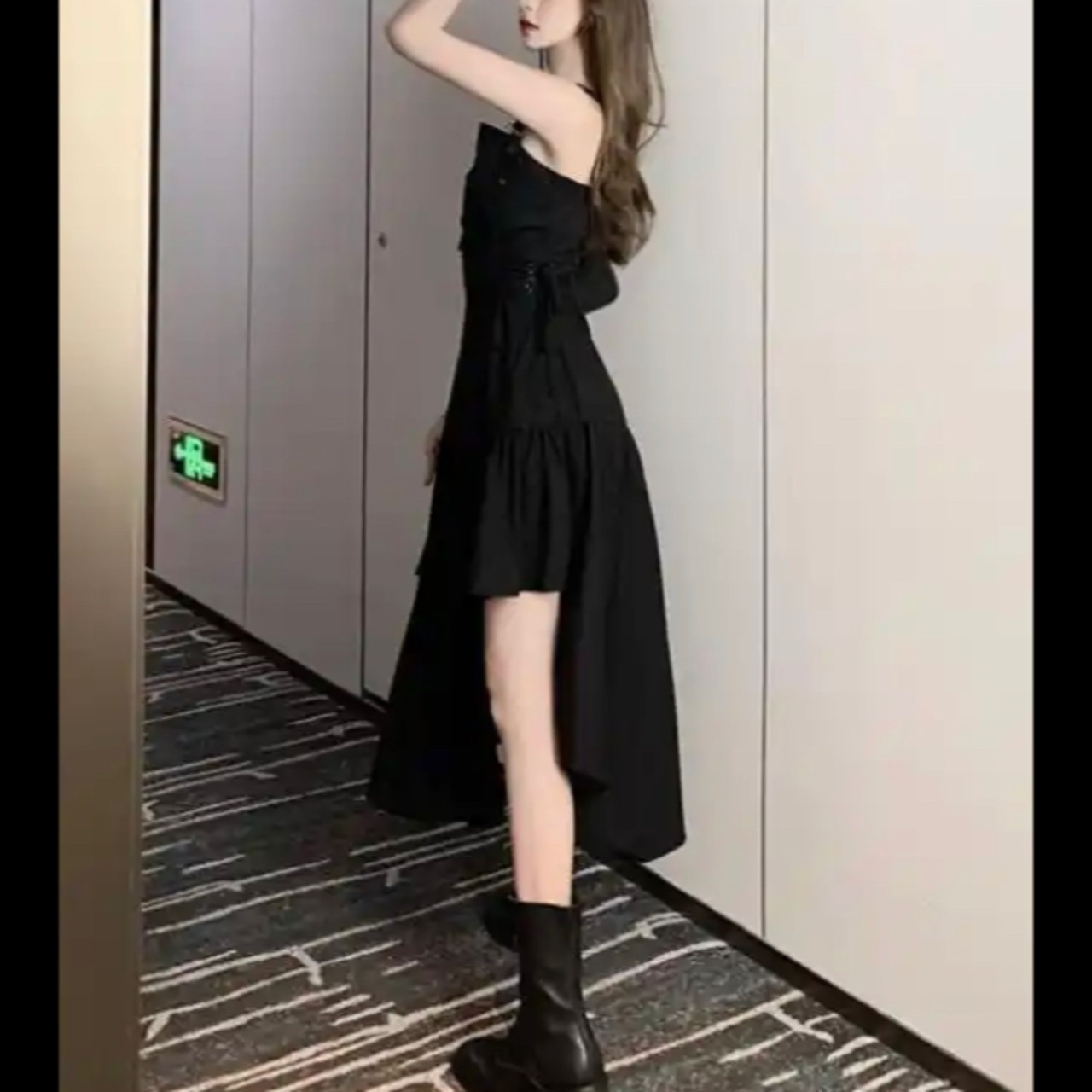 【エンフォルド】ツイルストレッチワンピース 黒 38 洗える エンフォルド】ツイルストレッチワンピース 黒 38 洗える