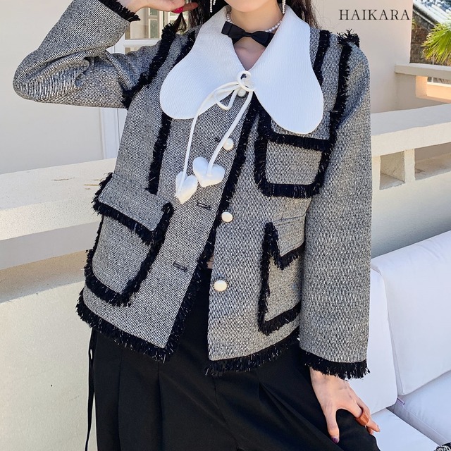 Two-piece style collar short coat
