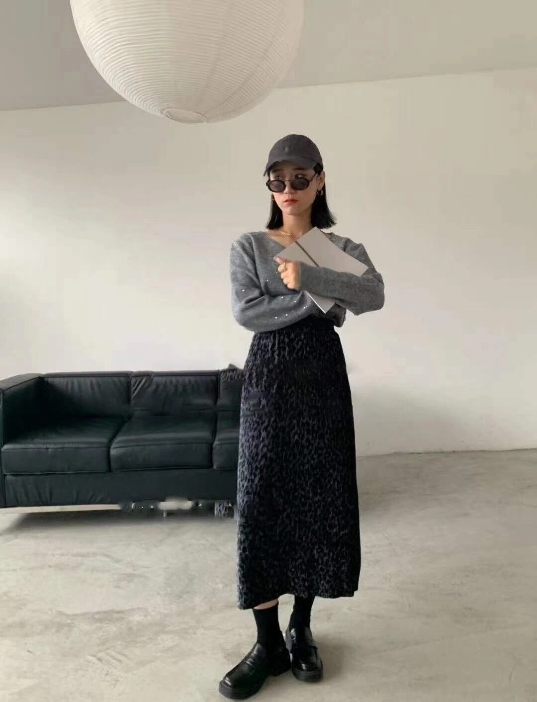 レオパードプリーツスカート