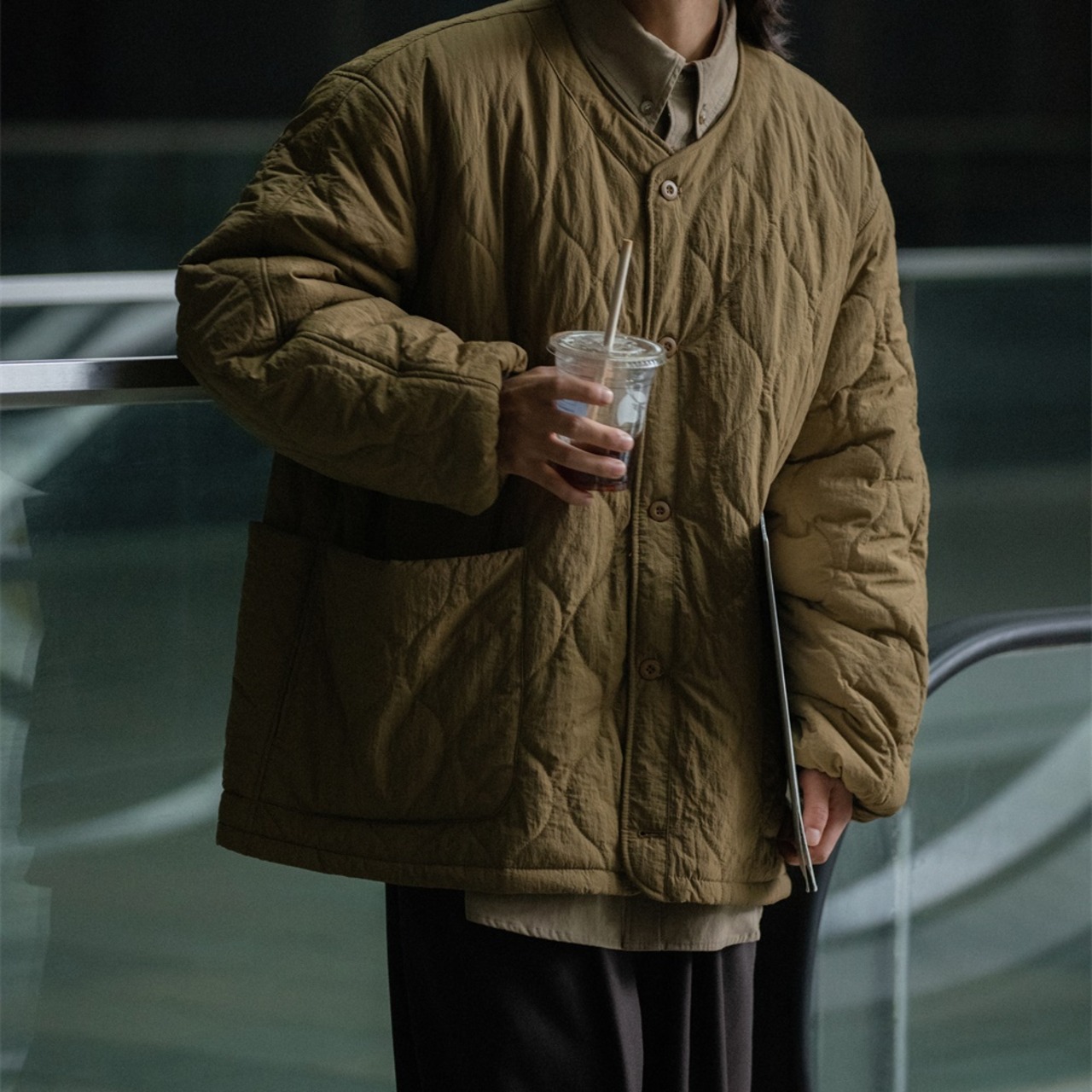 スーツカラーナイロンロングジャケット　986