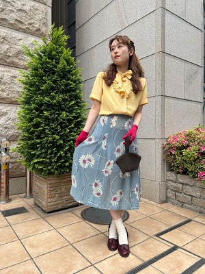 40's vintage  yellow rayon blouse