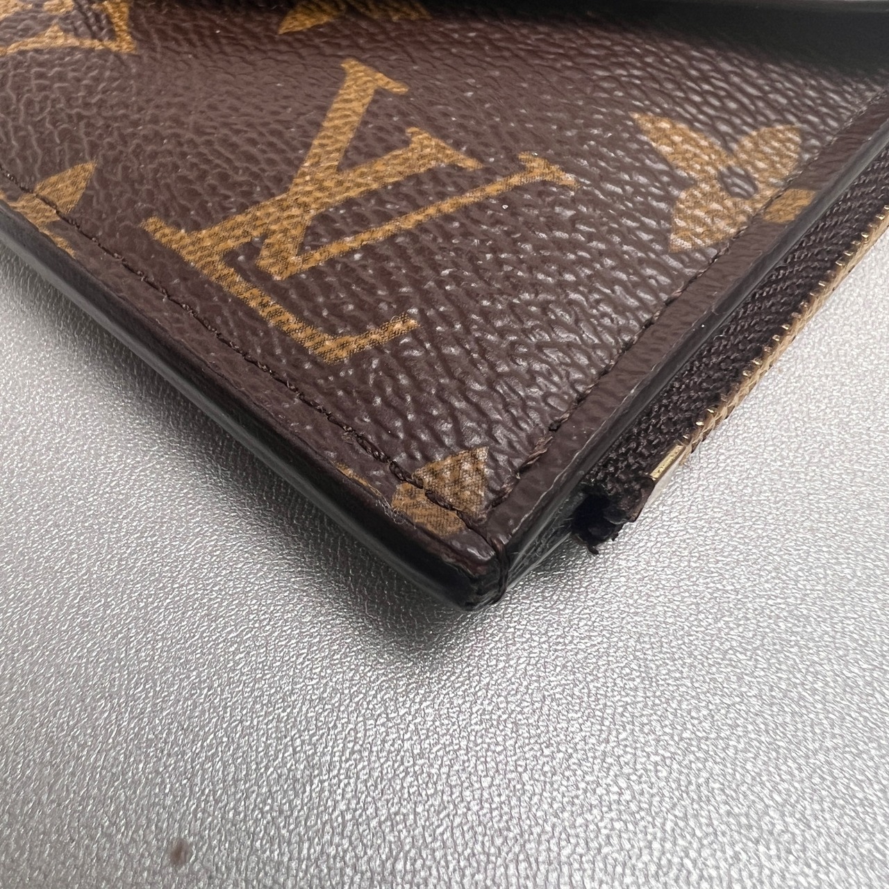 LOUIS VUITTON ヴィトン ポルトカルトレクトヴェルソ レザー 小銭入れ、コインケース ブラウン A-14283